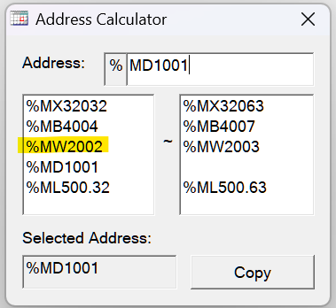 Solution Square : Using the XG5000 Address Calculator